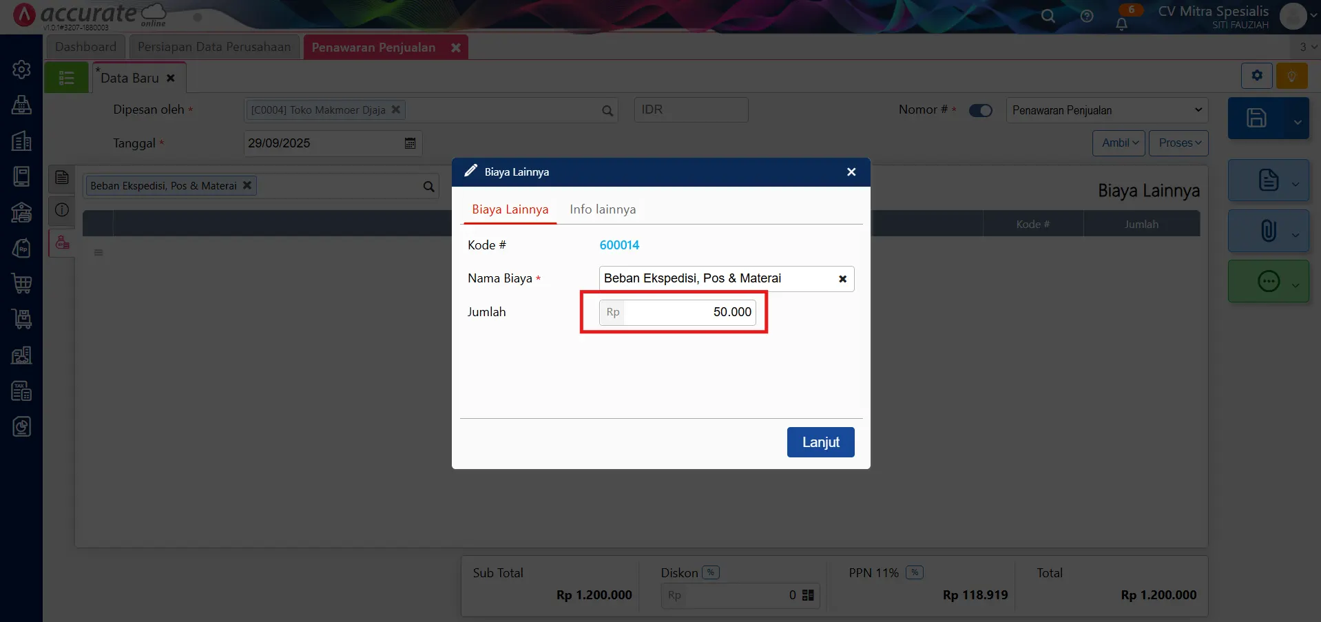 Membuat Penawaran Penjualan PKP & biaya